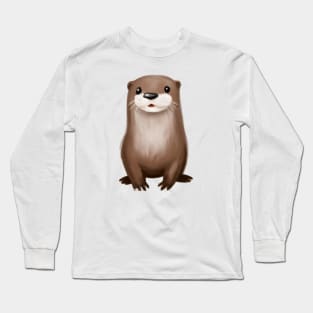 Cute Otter Drawing Long Sleeve T-Shirt